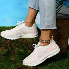 Women's Breathable Knit Sneakers Lightweight Lace Up Shoes