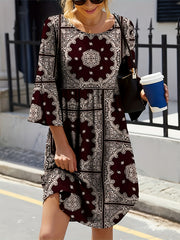 Women's Plus Paisley Print Ruched Dress