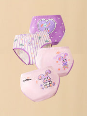 4pcs Girl's Cartoon Triangle Panties Elastic Waist Cotton Underwear