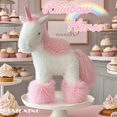 Rainbow Unicorn Stuffed Animal Plush with Purple Mane & Tail