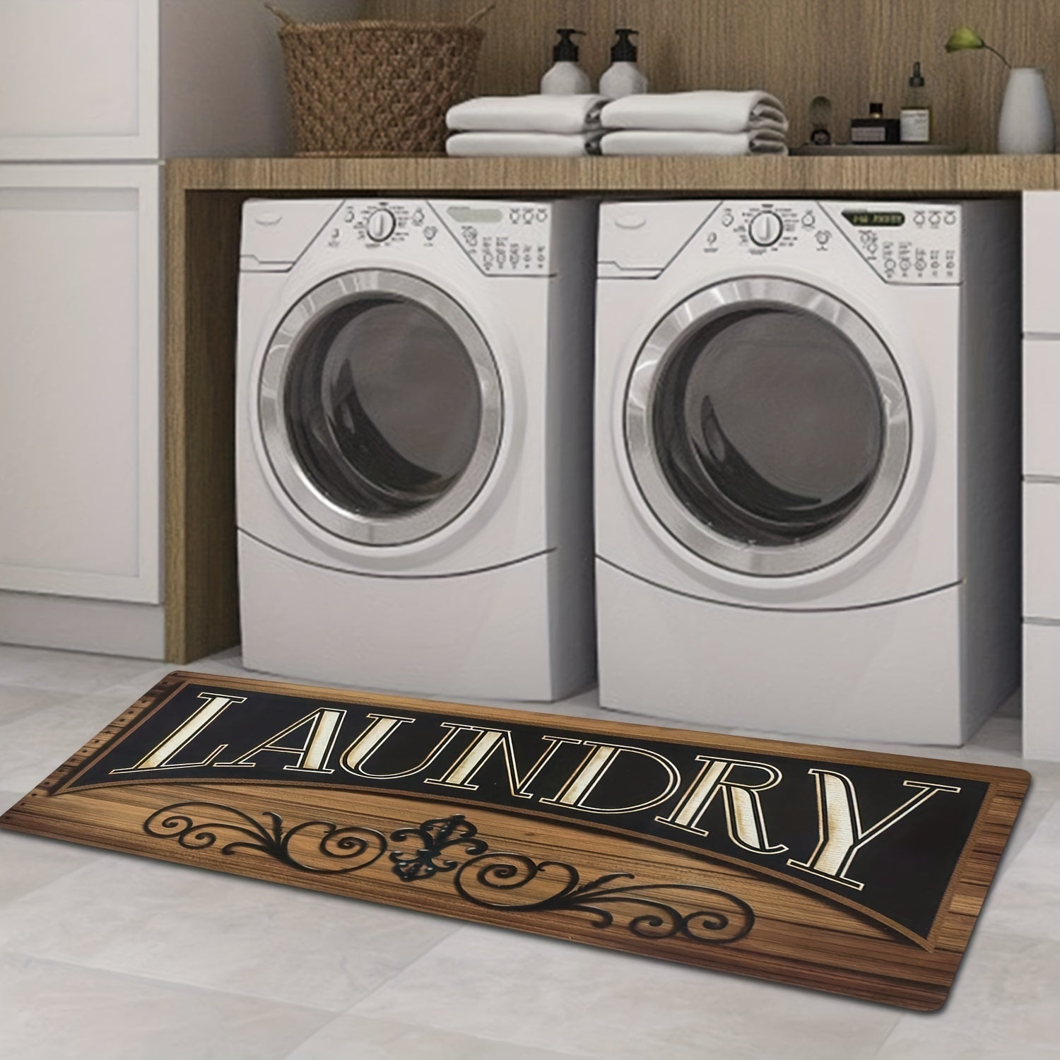 Waterproof Laundry Room Runner Rug Non Slip Machine Washable Entrance Doormat