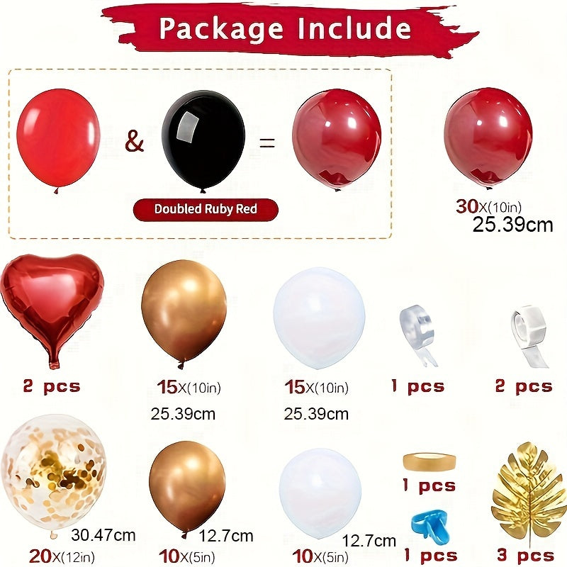 Red Golden Balloon Garland Wedding Christmas Birthday Party Decoration