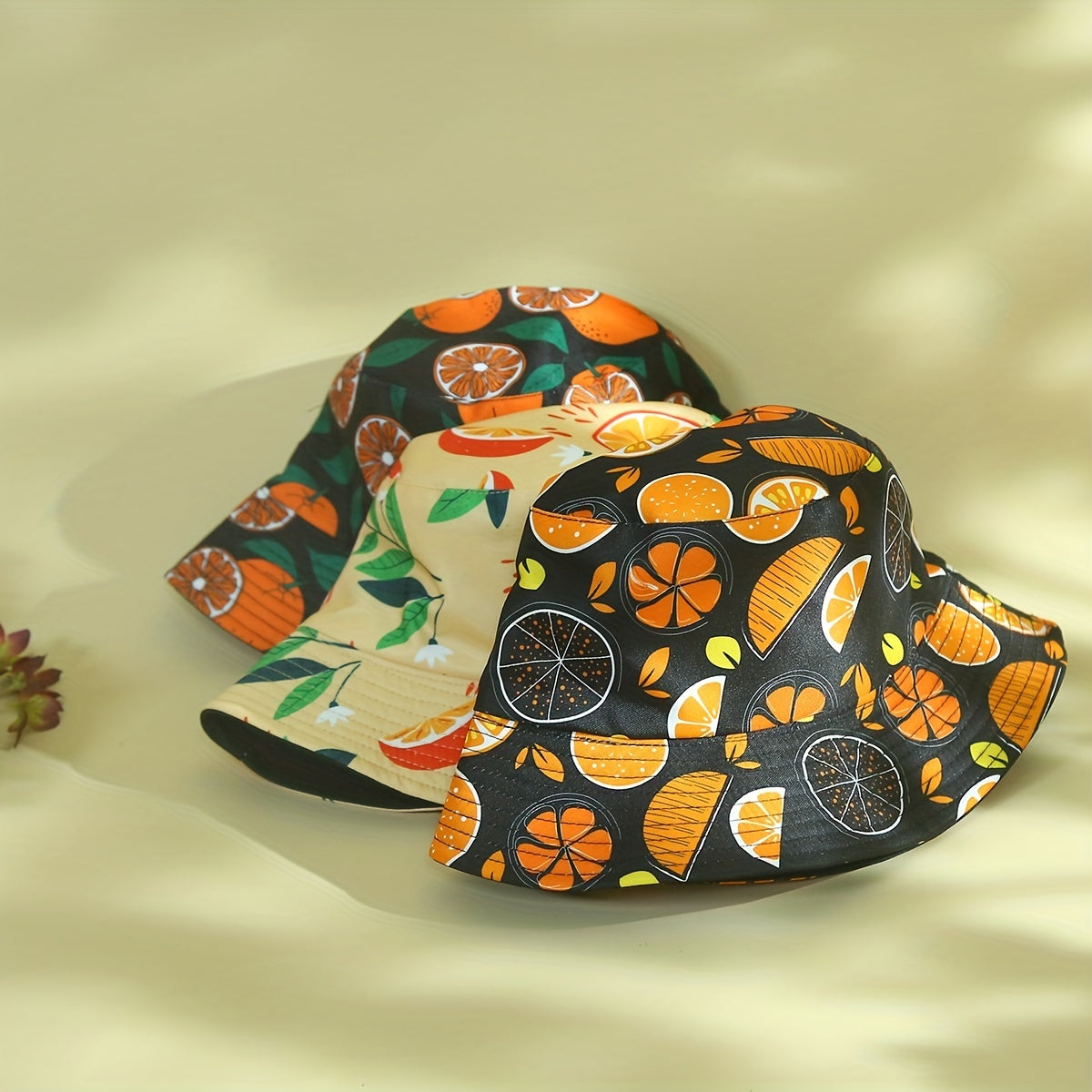 Orange Print Bucket Hat Cartoon Fruit Sunscreen Basin Hat