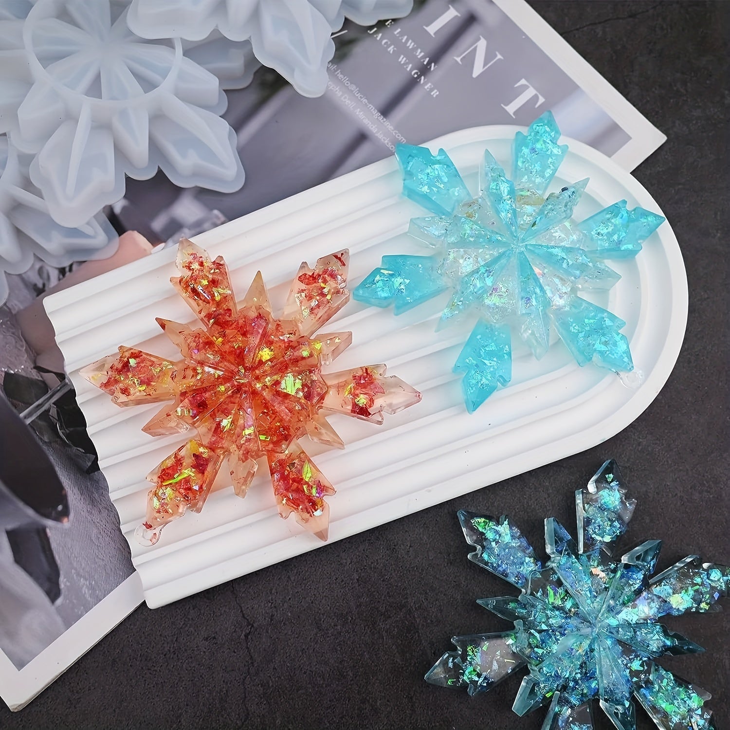 3pcs Christmas Snowflake Resin Mold Set Big Snowflake Silicone Molds For Resin
