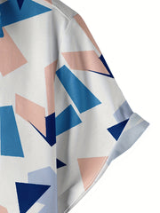 Men's Geometric Print Button Up Short Sleeve Shirt