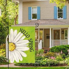 Hello Spring Garden Flag 30x45 cm Double Sided Floral Daisy Yard Flag Green