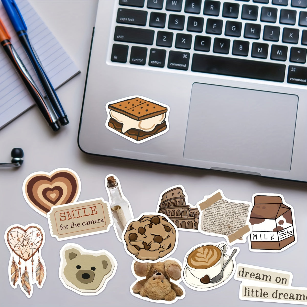 60pcs Brown Stickers DIY Decorative Waterproof Stickers