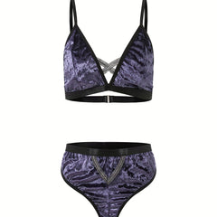 Glitter Tape Velvet Bra & Panty Set