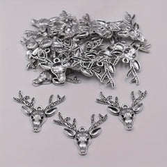 10pcs Retro Christmas Deer Head Pendants Alloy Metal Jewelry DIY