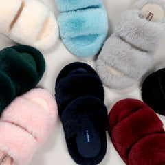 Women's Double Strap Slippers Lightweight Open Toe Slip On Shoes