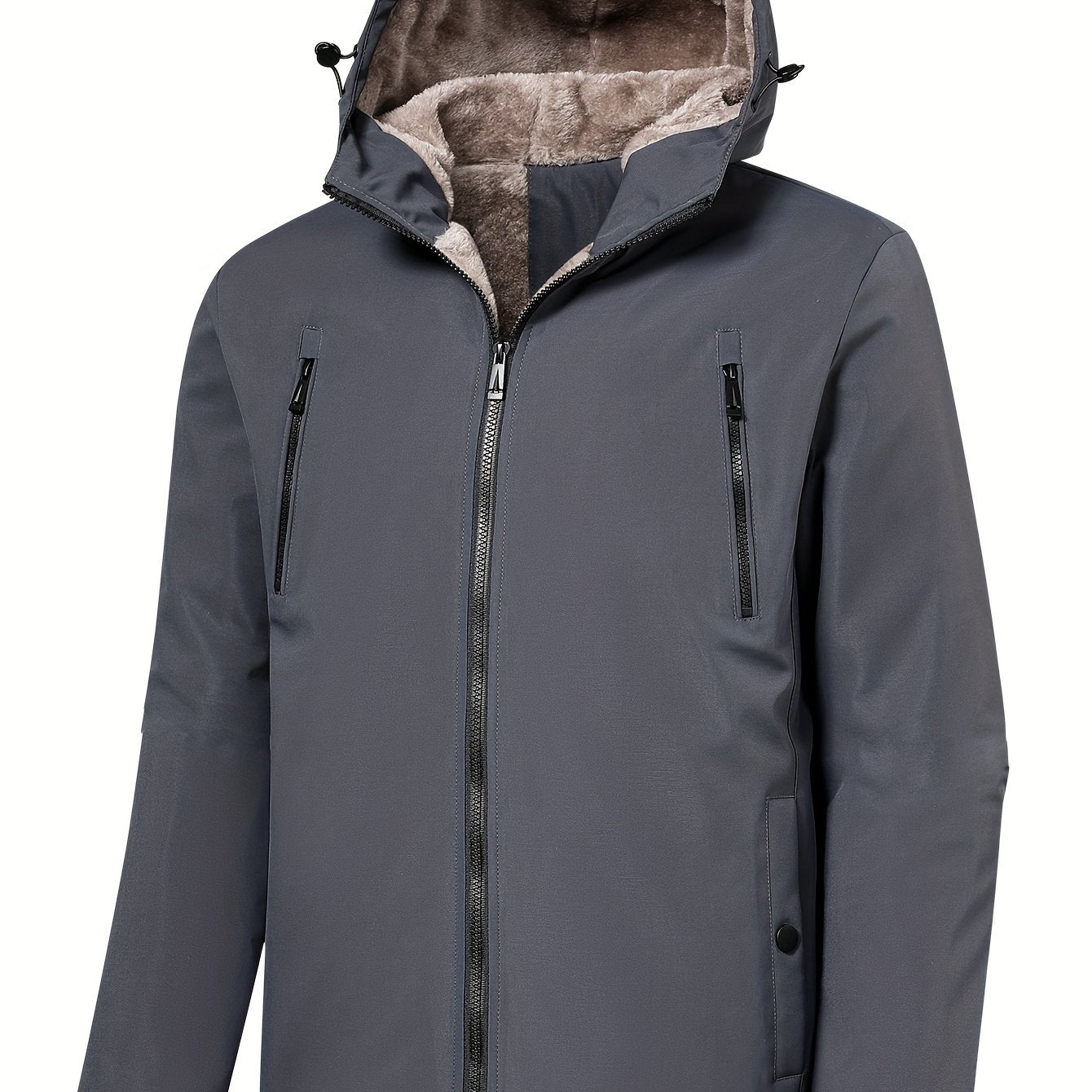 Men's Warm Fleece Hooded Jacket Zip Up Coat for Fall Winter Outdoor