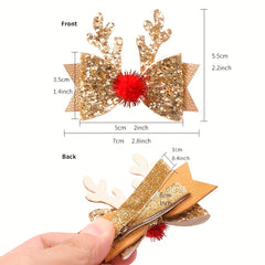Christmas Hair Clip Sequined Bow Santa Claus Elk Hairpin Accessory