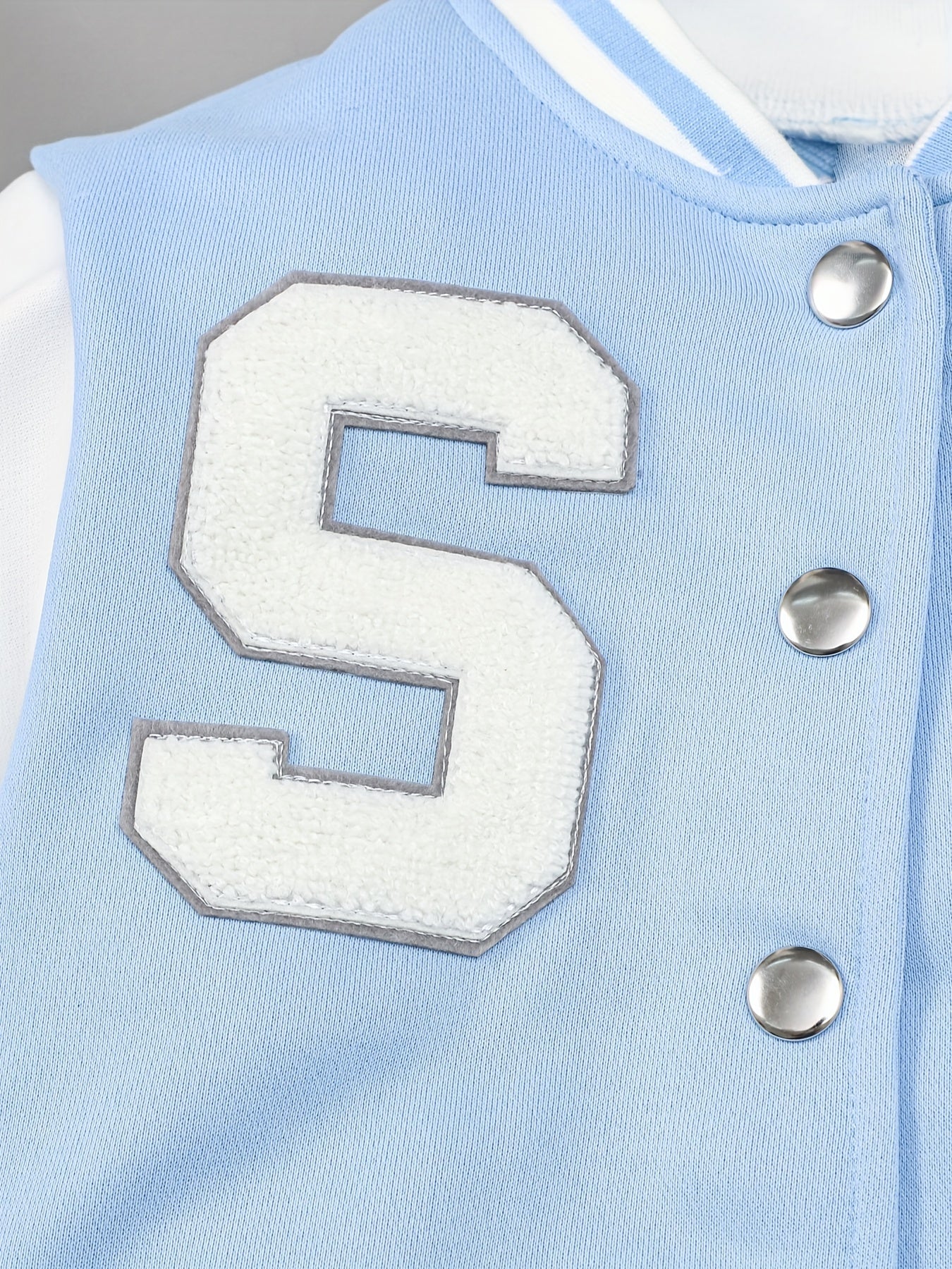 Boys Casual Block Letter Print Long Sleeve Button Down Baseball Jacket