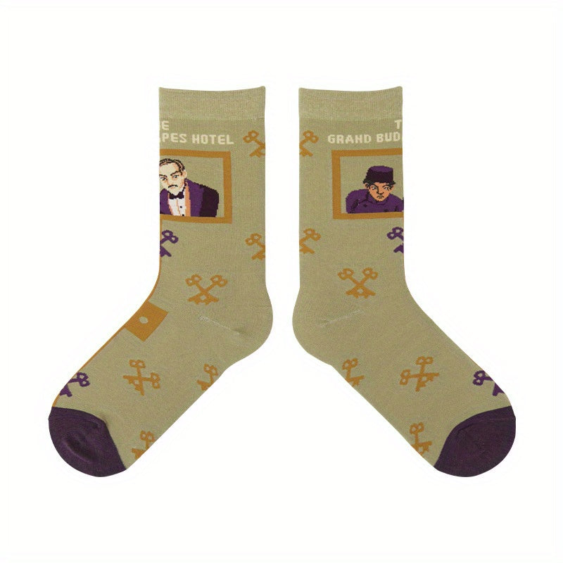 Illustration Print Socks Funny Mid Tube Women's Stockings
