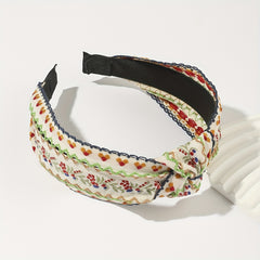 Chinese Style Flower Embroidery Headband Wide Head Hoop Hair Band