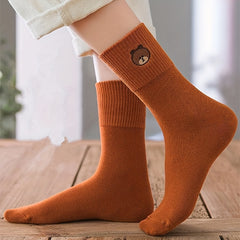 5 Pairs Cartoon Bear Socks Cute & Cozy Women's Stockings