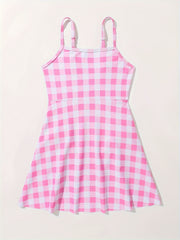 Girls Checkered Swimsuit - Comfy 1 Piece Bathing Suit