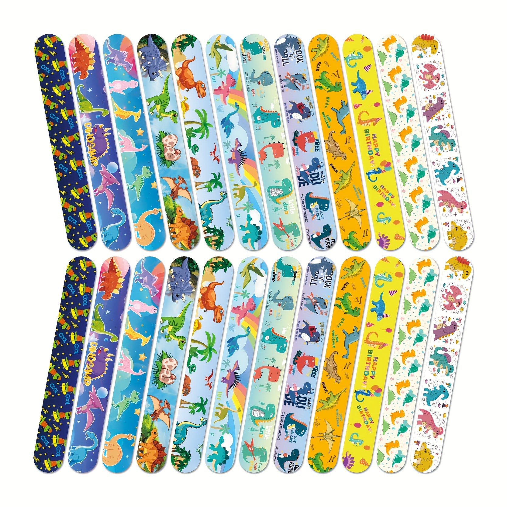 12pcs Dinosaur Slap Bands Snap Bracelets Wristbands Party Favors