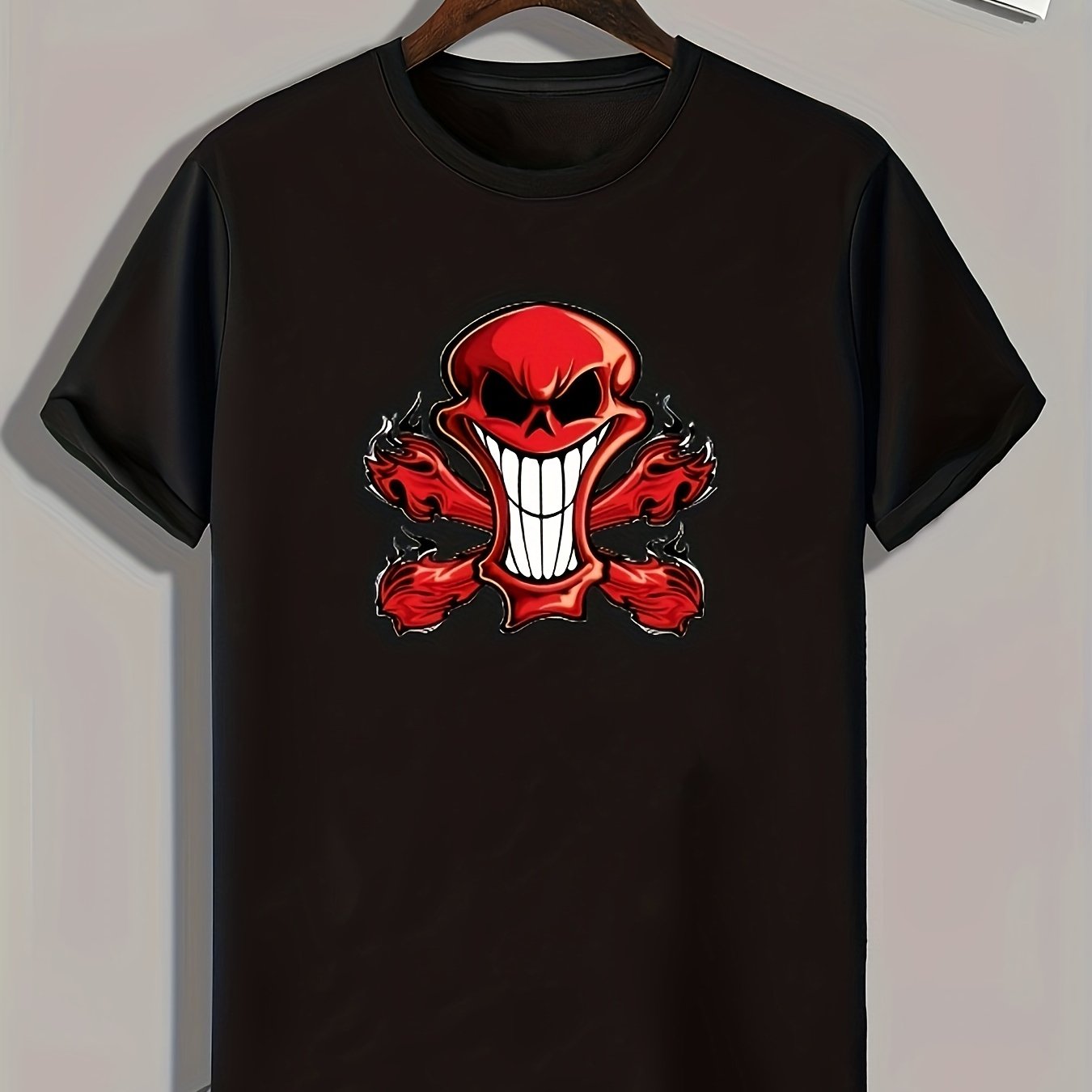 Skull Print Men's Graphic T-shirt for Summer