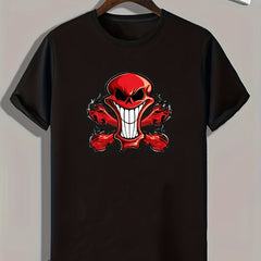 Skull Print Men's Graphic T-shirt for Summer