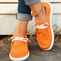 Women's Tangerine Boat Shoes Solid Lace Up Skate Shoes