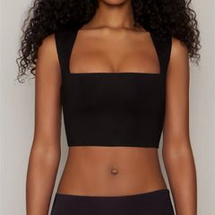 Ribbed Squared Neck Crop Top Sexy Summer