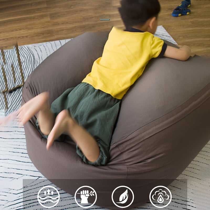Cotton Linen Bean Bag Cover Soft Durable Protector for Bedroom Living Room