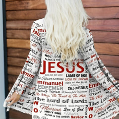 Letter Print Open Front Cardigan