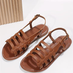 Women's Flat Gladiator Sandals Open Toe Buckle Strap Slingback Shoes