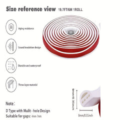 7Ft Silicone Door Weather Stripping Seal Strip Self Adhesive D Shape