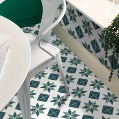Green Mosaic Peel and Stick Floor Tiles - Waterproof PVC Flooring Sticker