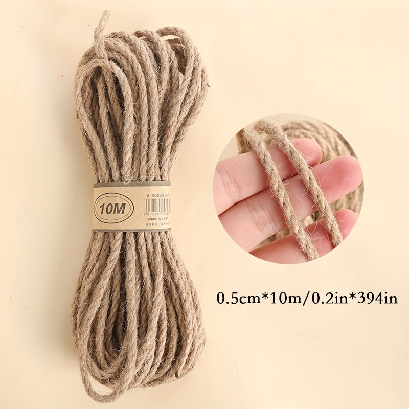 10M Length Lace Burlap Wedding Ribbon Natural Jute Rope Twine String