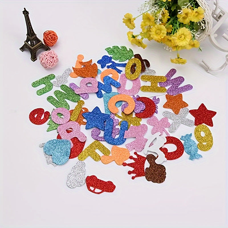 Colorful Glitter A Letter Stickers Foam Self-adhesive Patches English Stickers
