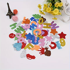 Colorful Glitter A Letter Stickers Foam Self-adhesive Patches English Stickers