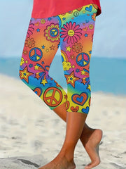Floral Print Skinny Capris Leggings for Women