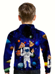 Kids Astronaut Planet Pizza 3D Print Hoodie Hip Hop Sports Casual Tops