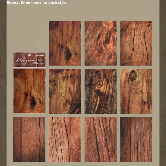 30pcs Texture Material Paper Wood Grain Workshop Series Non Self Adhesive