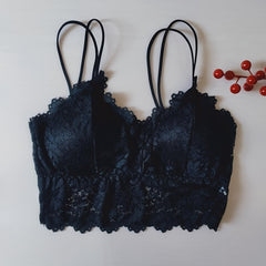 Floral Lace Wireless Bra with Scallop Trim Straps