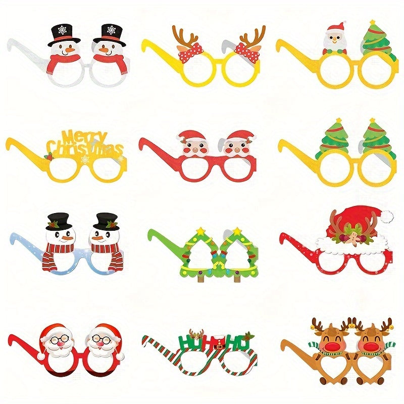 6pcs Christmas Decorative Glasses Snowman Elk Santa