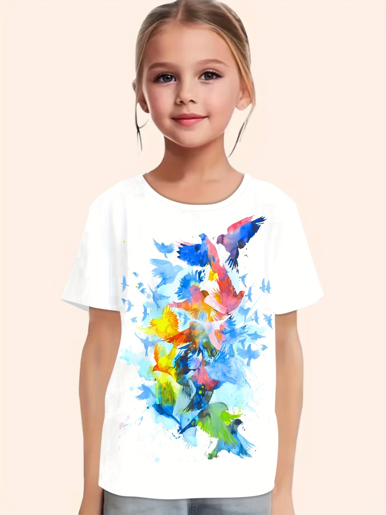 Tie Dye Butterfly Short Sleeve T shirt Girls Summer Pullover Tops