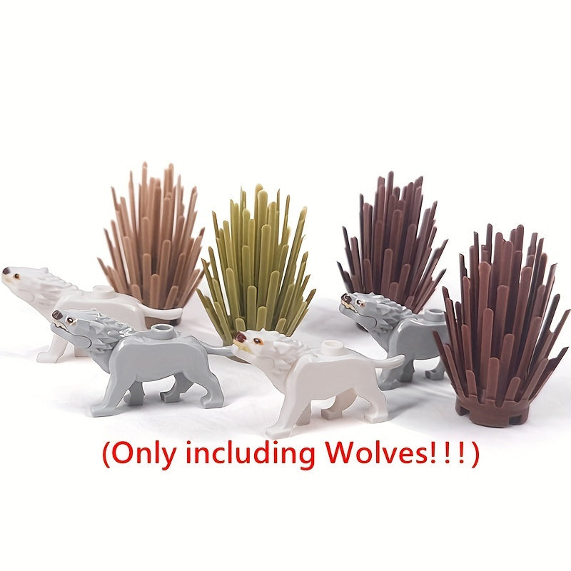 5pcs Glow in the Dark Wolf King Blocks Set Anime Farm Decor DIY Animal Park Kit