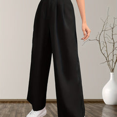 Solid Wide Leg Ruched Pants for Spring & Summer