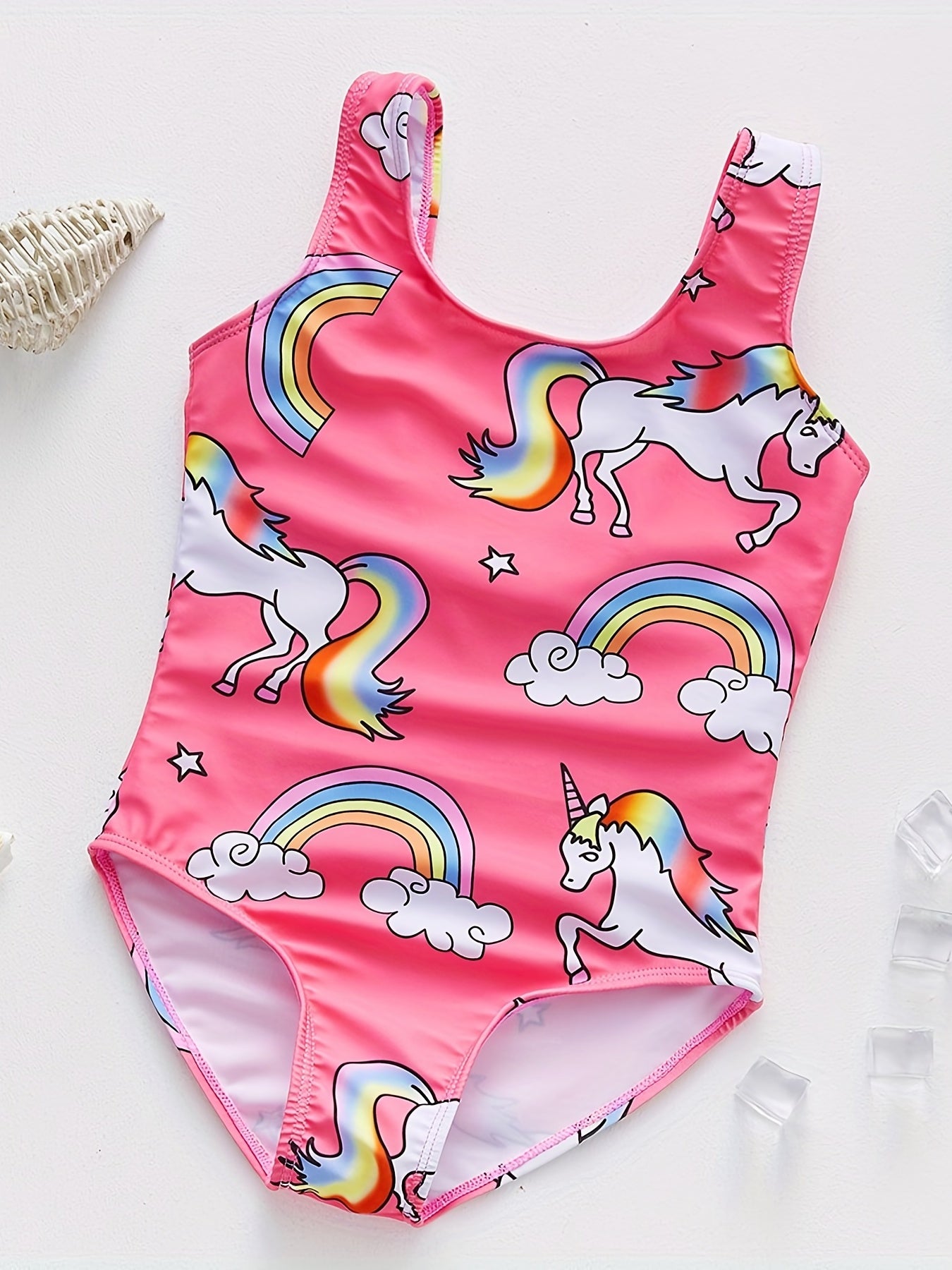 Girls Unicorn Print One Piece Tankini Swimsuit