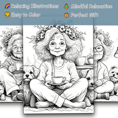 Whimsical Grandma & Dog Adult Coloring Book - Perfect Christmas Gift
