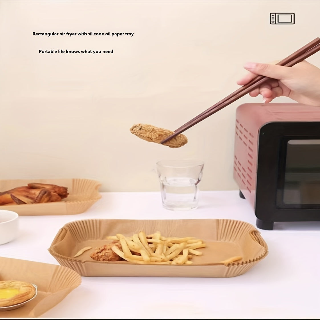 50pcs Disposable Air Fryer Liners Square And Rectangle Paper Air Fryer Liner