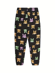 2pcs Toddler Girls Cat Graphic Pajama Set Long Sleeve Top & Pants