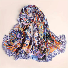 Colorful Printed Satin Scarf for Sunscreen Outdoor Use