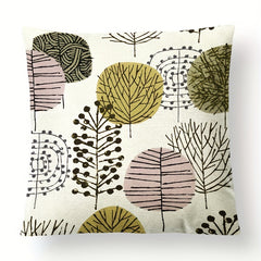4pcs Abstract Flower Linen Cushion Cover 45x45, Geometric Sofa Pillow Case