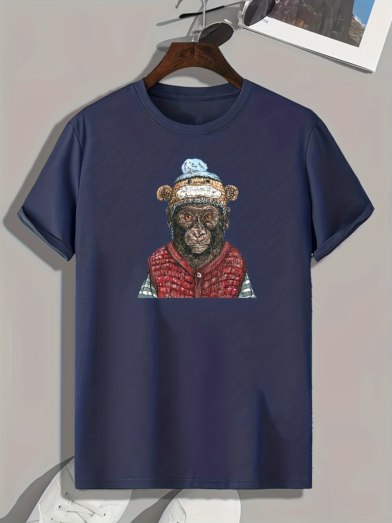Chimpanzee Print Men's Graphic T-shirt Casual Comfy Tees for Summer