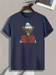 Chimpanzee Print Men's Graphic T-shirt Casual Comfy Tees for Summer